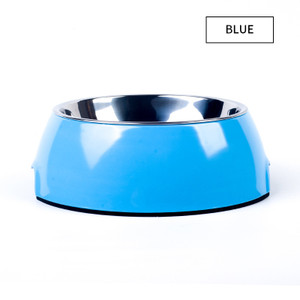 Color: Blue, Size: L - Food grade stainless steel pet dog bowl