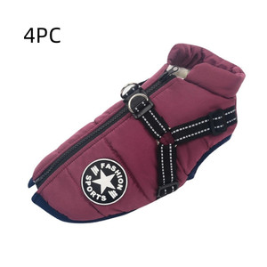Color: Purple, Size: 4XL-4PCS, quantity:  - Large Pet Dog Jackets Winter Warm Dogs Clothes  Coats