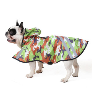 Color: Camouflage green, Size: M - Pet outdoor reflective raincoat