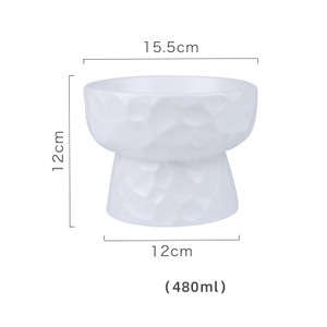 Color: White, Size: L - Pet ceramic high bowl