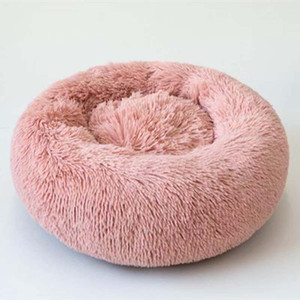 Color: Pink, Size: 50cm - Can Be Removed And Washed Deep Round Plush Pet Nest