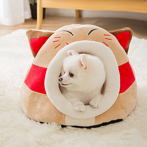 Color: Red, Size: M - Cat Nest Pet Cat Yurt Cartoon Cat Villa Four Seasons Universal