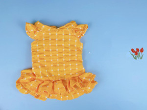 Color: Yellow, Size: Law fight 2XL - Cute Cat And Dog Folding Lace Plaid Pet Skirt