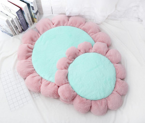 Color: Green, Size: S - Soft Waxy Rabbit Velvet Flower Floor Mat Pet Mat Cat Litter