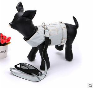 Color: Light blue, Size: L - Pet denim vest