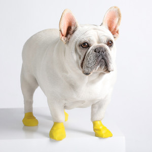 Color: Yellow, style: 10pcs-M, Size:  - Fadou small dog anti dirty rain shoes
