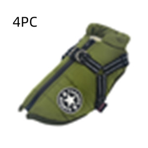 Color: Green, Size: L-4PCS, quantity:  - Large Pet Dog Jackets Winter Warm Dogs Clothes  Coats