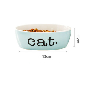 Color: Blue cat, Size: One size - Ceramic bowl for pets