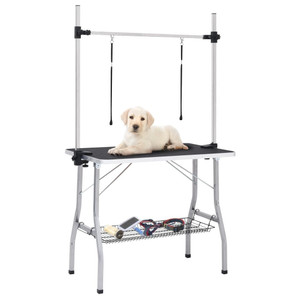 Dog Grooming Table Black Stainless Steel Medium Foldable