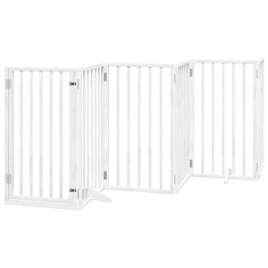 Dog Gate Set of 6 White Poplar wood 118.1 in long Foldable