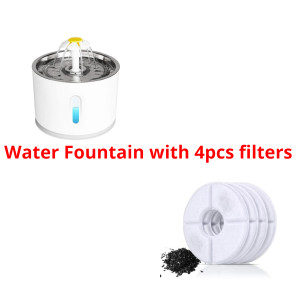 style: Grey Stainless set - Automatic Pet Cat Water Fountain With LED Lighting USB Dogs Cats Mute D