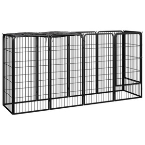 Dog Playpen Black Powder-coated steel, Polyethylene