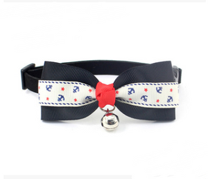 Color: Black anchor, Size: XS - Adjustable Dog Cat Pet Cute Bow Tie With Bell Puppy Kitten Necktie 