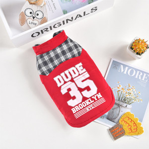 Color: Red, Size: 2L - New Teddy Pet Plaid Vest Jacket For Autumn And Winter