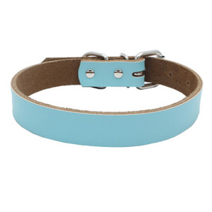 Color: Blue, Size: XL - Pure leather pet collar