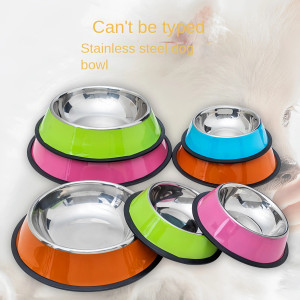 Color: Pink, Size: XL - Pet Dog Cat colours Stainless Steel Bowl Pet Feeding Bowl Cat and Dog Drink