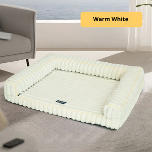 Color: White, Size: 120x75 - Kennel Stripe Dehaired Angora Removable Pet Bed