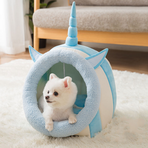 Color: Blue, Size: S - Cat Nest Pet Cat Yurt Cartoon Cat Villa Four Seasons Universal