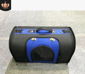Color: Dark blue, Size: S - Pet dog backpack dog out portable folding bag breathable gas travel bag