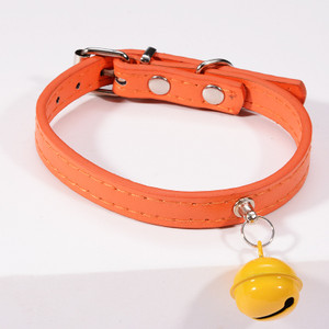 Color: Orange, Size: 1.2x33cm - Pet cat cat color bell dog traction collar