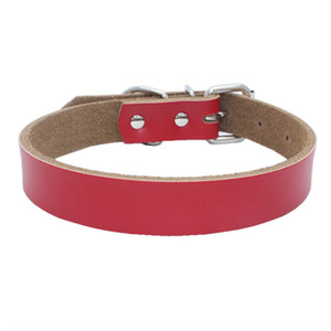 Color: Red, Size: L - Pure leather pet collar