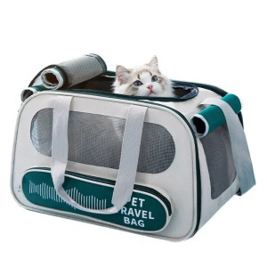 Color: WHITE - Pet carrier cat breathable pet backpack outdoor cat bag camping kitten bag