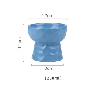 Color: Blue, Size: S - Pet ceramic high bowl