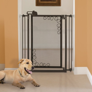 Richell Tall One Touch Metal Mesh Pet Gate in Antique Bronze
