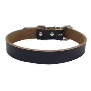 Color: Black, Size: S - Pure leather pet collar
