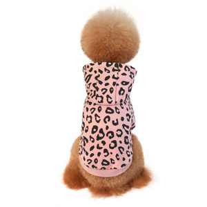 Color: Pink, Size: L - New Pet Sweater Fashion Leopard Dog Clothes Hooded Printing Simple Design Me