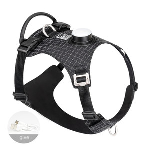Color: Black, Specification Length And Width: L - Dog Chest Harness Traction LED Outdoor Night Light