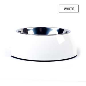 Color: White, Size: M - Food grade stainless steel pet dog bowl