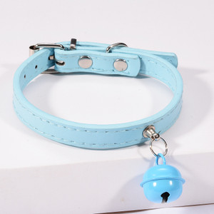 Color: Light Blue, Size: 1.2x33cm - Pet cat cat color bell dog traction collar