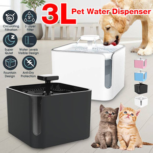 Color: White, Size: Anti dry - 3L USB Automatic Pet Cat Dog Feeder Drinking Fountain Cats Water Fou