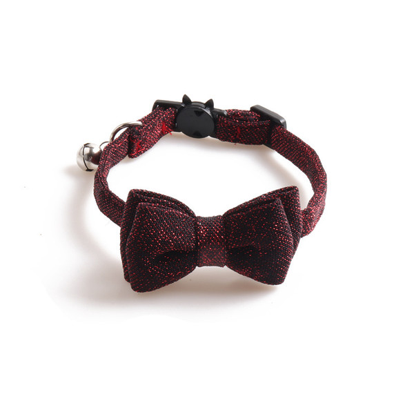 Color: Red Bow - Solid color cat collar