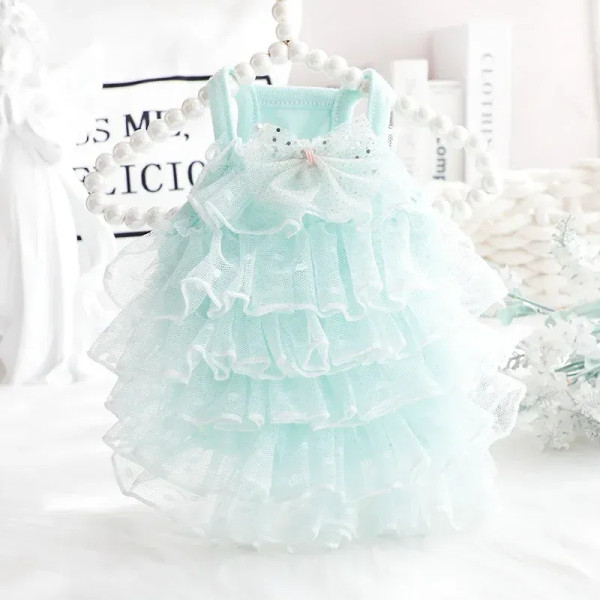 Color: WHITE, Size: XL, Ships From: CHINA - Summer Princess dog Dress for Little Small Puppies pet 
