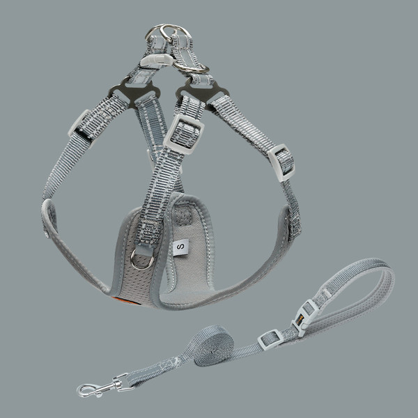 Color: Grey, Size: XS - Pet Small And Medium Sized Dog Vest Collar Traction Rope