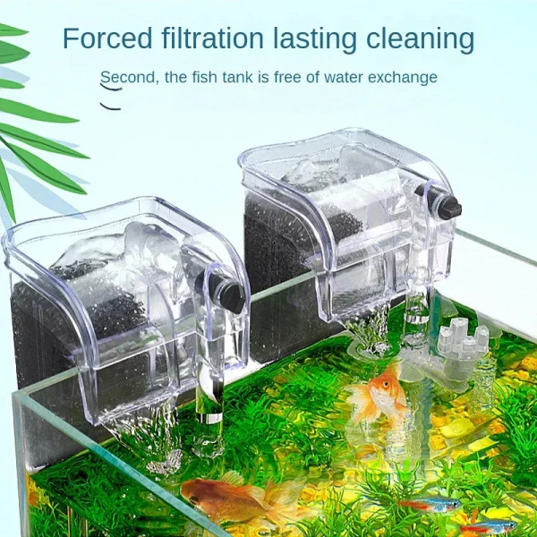 Color: Black, Size: XS - Fish tank filter Waterfall filter Cleaning aerobic pump Aquarium wall moun