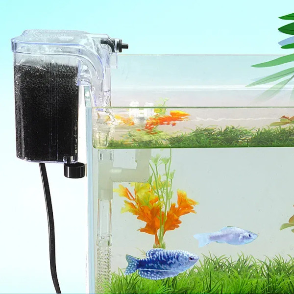 Color: Black, Size: XS - Fish tank filter Waterfall filter Cleaning aerobic pump Aquarium wall moun