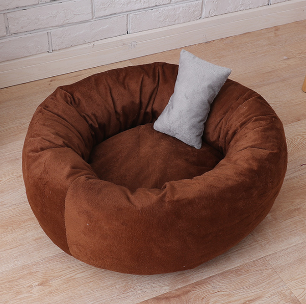 Color: Brown short plush, format: S - Pet Bed & Blanket