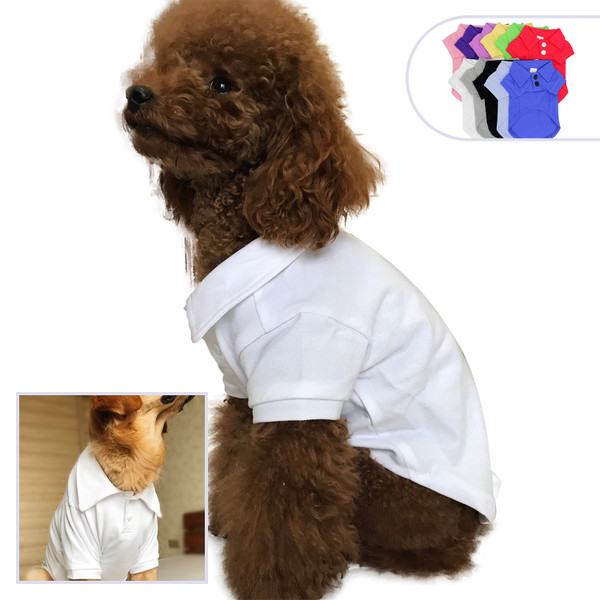 Color: White, Size: XS - Pet clothing polo shirt