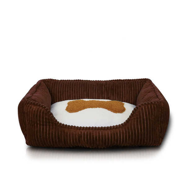 Color: Coffee, Size: L - Square washing pet nest