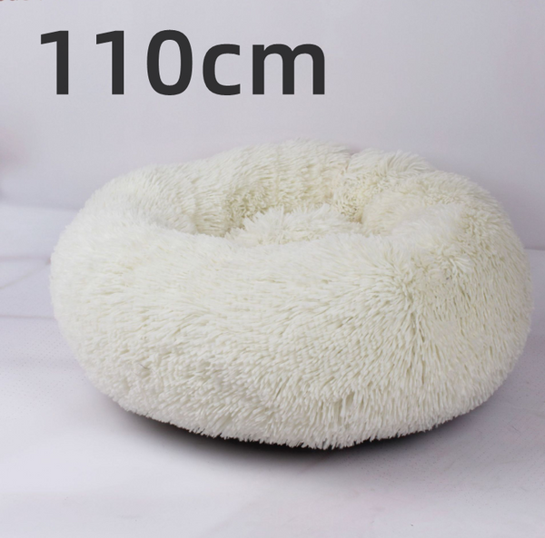 Color: White - Cotton Pet Bed Winter Warm Sleeping Bed For Dogs Kennel Dog Round Cat Long Plush Pup