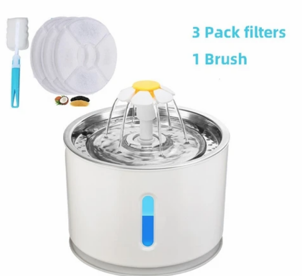 Color: Set 1, style: UK - Automatic Pet Cat Water Fountain with LED Light