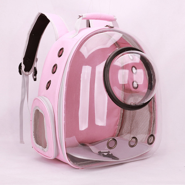 Color: Pink, style: Transparent black circle - Space Capsule Pet Out Bag Portable Backpack Breathab