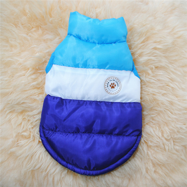 Color: Blue, Size: XXL - Winter dog color matching padded jacket