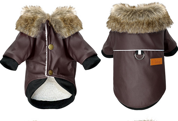 Color: Brown, Size: XXL - Dog clothes leather jacket