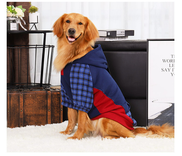 Color: Blue, Size: 5XL - Medium and large dog clothes pet autumn and winter