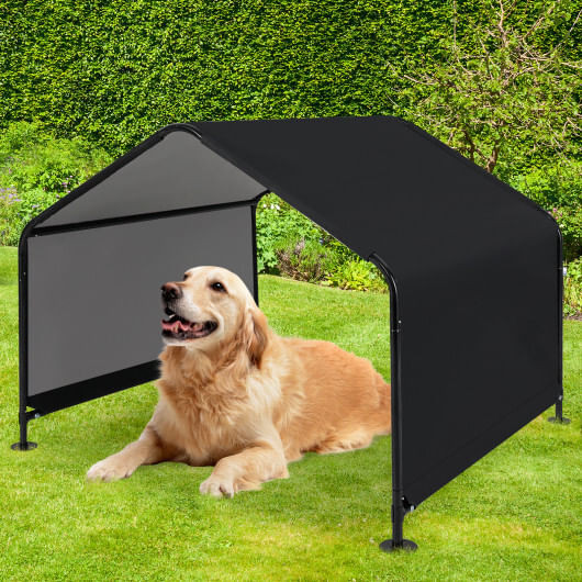 Dog Shade Shelter with Waterproof Roof for Large Medium Small Breeds-Black - Color: Black