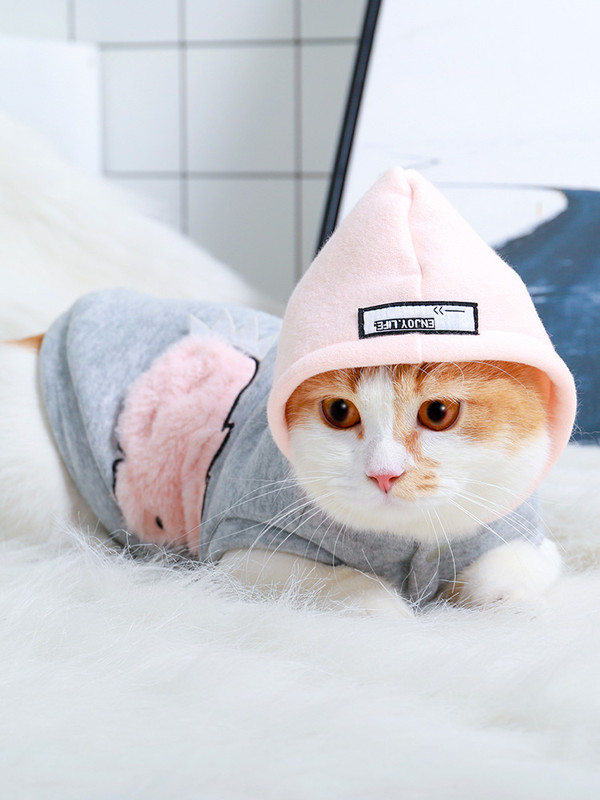 Color: Grey, Size: L - Pet cat clothes